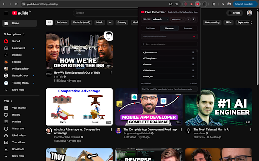 YouTube Feed Customiser :: Hide Shorts and non-subscribed channels from the YouTube home feed.