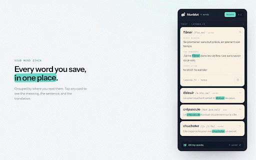 Monmot :: Select a word, get it explained in context, save it.