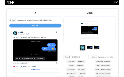x2coin :: Create crypto coins from any X.com post