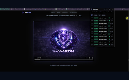 TheWARDN — AI Governance :: Govern AI agent actions from your browser. Approve escrow, monitor verdicts, detect Shadow AI.
