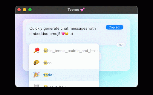 Teemo 💕 :: Quickly generate chat messages with embedded emoji! 💖😆