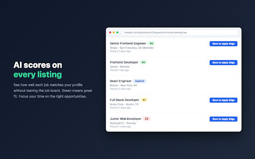 Apply Edge - Job Search Assistant :: Tailor your resume to every job posting in under a minute. Pre-fill applications. You review and submit — nothing automatic.