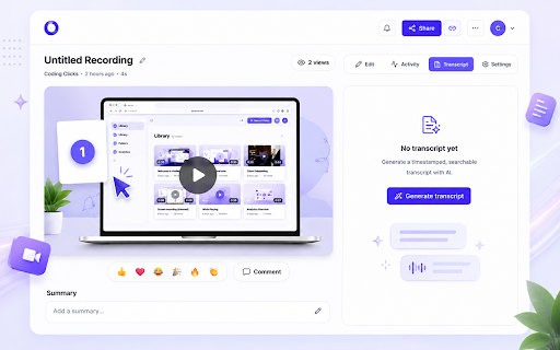 VeoRec: Screen Recorder with Webcam & Share Link :: Screen recorder for Chrome: record your screen, camera and mic, get an instant share link, plus screenshots and AI transcripts.
