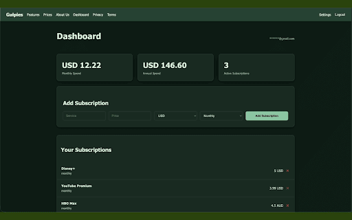 Gulpies :: Track your subscriptions with Gulpies.