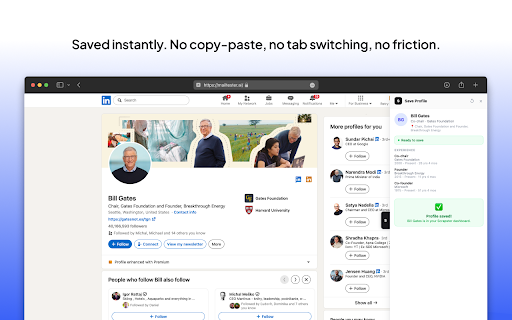 Scrapster — LinkedIn Profile Scraper / Saver :: Save LinkedIn profiles to your Scrapster dashboard with one click.