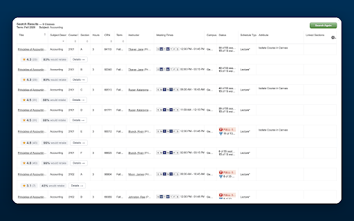 BuzzRatings :: View professor ratings and grade distributions while browsing Georgia Tech courses on OSCAR class search.