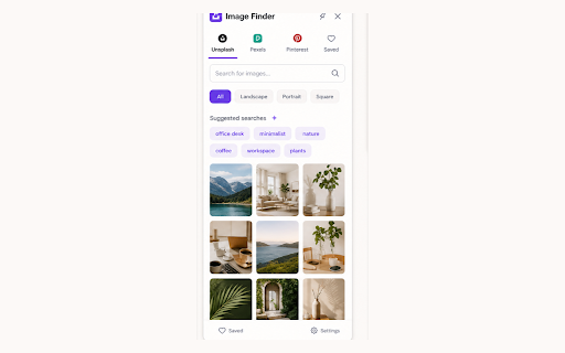 Image Finder for Canva :: Find the right image for any Canva design faster with Unsplash, Pexels, Pinterest ideas, and saved favorites.