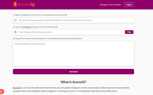 AnonyIG - Anonymous Instagram Story Viewer | View Public Stories Privately :: AnonyIG is a anonymous Instagram story viewer that lets you view publicly available stories without revealing your identity.