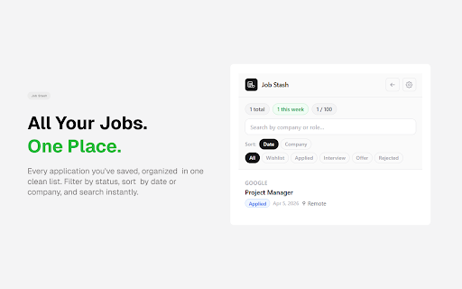 Job Stash - Job Application Tracker :: Track jobs, update status, get follow-up reminders & export to CSV. Private & local - nothing leaves your device.