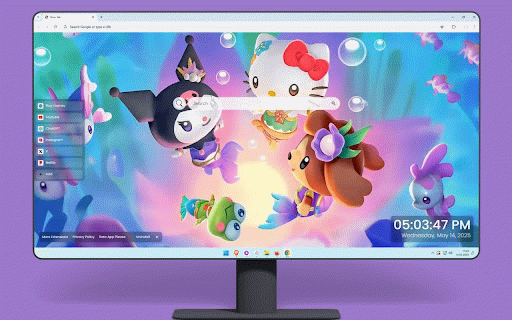 Hello Kitty Sea Live Wallpaper :: Hello Kitty and friends as mermaids swimming in magical underwater world with bubbles and colorful fish.