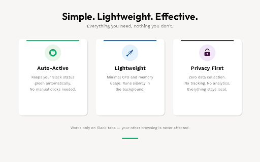 Keep Slack Awake :: Prevents Slack from automatically switching to Away status after a period of inactivity.