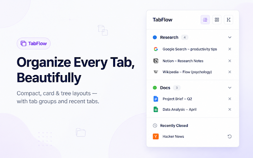 TabFlow :: Enhanced tab management for Chrome and Edge
