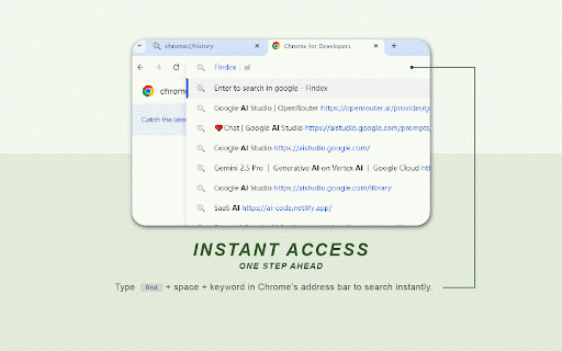 Findex: Local Search for Bookmarks, History, Tabs, Unlimited Storage :: Full-text search engine for history, tabs, bookmarks, and web content. Local-first, unlimited storage, global hotkey.