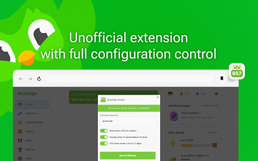 Duolingo Streak :: Display duolingo streak next to the address bar