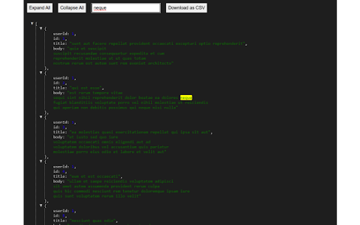 UD Advanced JSON Viewer, CSV Download :: Formats JSON with collapsible tree view,search and Download in CSV