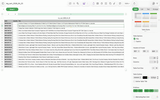 Amazon ASIN Porter :: Export and import your Amazon cart + Save-for-Later via CSV.