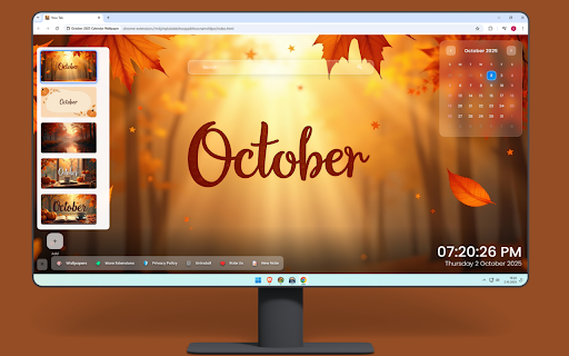 October 2025 Calendar Wallpaper :: Beautiful October wallpaper featuring fall foliage, Halloween themes, harvest season, and autumn's peak colors.