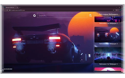 Retrowave Car New Tab :: Retrowave Car Wallpaper changes its new tab to Retrowave Car background.