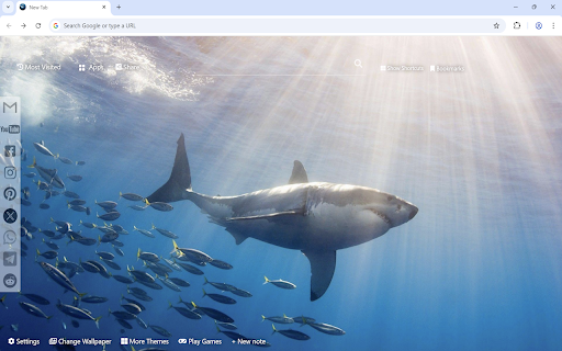 Shark Wallpaper :: Shark wallpaper turn new tab to custom HD Shark background. Shark wallpaper background themes for fans.