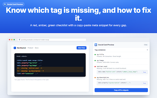 Social Card Preview - Open Graph & Twitter :: Open Graph preview for any link. See how it looks shared on X, LinkedIn, Facebook, Slack and Discord, plus tag validation.