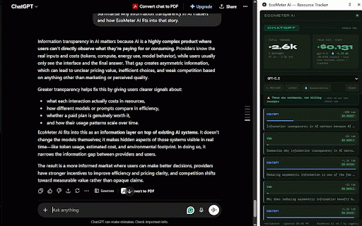 EcoMeter AI — Resource Tracker :: Track token usage, cost & environmental impact across Claude, ChatGPT, Gemini, and more — by Legerly.