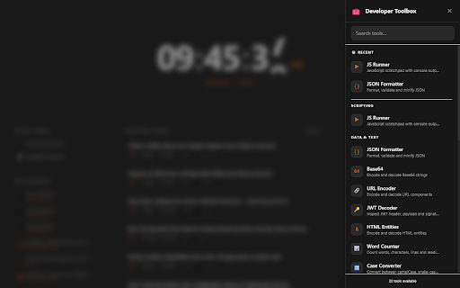 DevToolboxTab :: A customizable developer new tab dashboard with quick links, Git activity, dev news, and built-in coding tools.