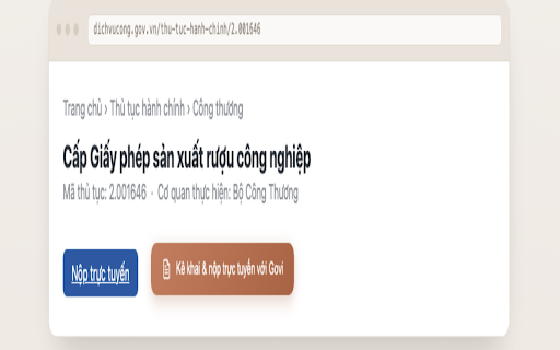 Govi — Trợ lý thủ tục hành chính :: Kê khai & soát lỗi AI ngay trên Cổng Dịch vụ công. Hỗ trợ upload & kiểm tra tài liệu thông minh.