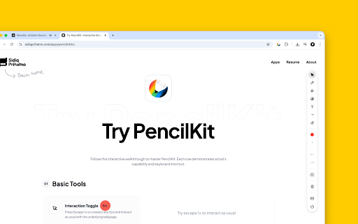 PencilKit — Native-Feel Web Sketching & Annotation :: High-performance sketching and annotation tool. Explain ideas, give feedback, and take notes on any webpage with a native-feel.