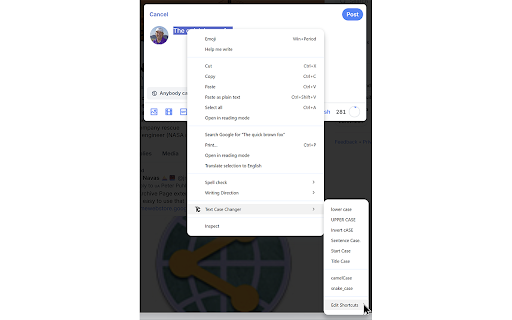 Text Case Changer :: Change Case of selected editable text.
