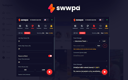 Swwpa™ — #1 SMM Panel. Social Media Marketing Services :: Smart automation bot for Instagram™. Auto follow, like, comment and DM to boost exposure and gain real followers. By Heartize™.
