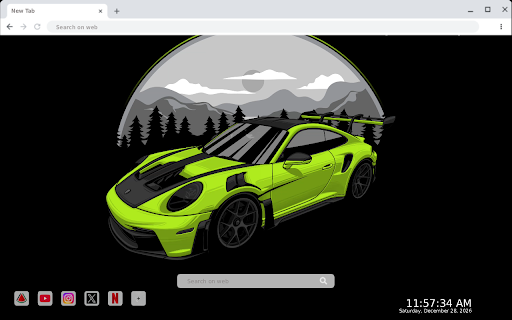 Green Porsche 911 GT3 RS Live Wallpaper :: Transform your new tab with stunning live HD wallpapers of the Green Porsche 911 GT3 RS, bringing speed and style to your brows...