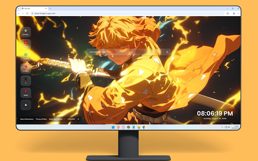 Zenitsu Thunder Breathing Kimetsu No Yaiba Live Wallpaper :: Zenitsu Agatsuma draws his sword, surrounded by fierce, glowing yellow lightning in a dynamic Thunder Breathing stance.