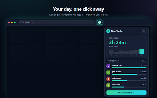 Time Tracker — Website Usage :: See exactly how much time you spend on every website. Live tracking, charts, history, and optional daily limits. 100% private.