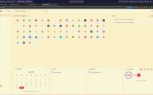 Nestpane :: Replaces the new tab with a local-first dashboard: bookmarks, notes, tasks, focus timer, optional Drive sync.