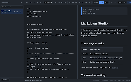 Markdown Live Preview, MD Viewer & Converter :: Live markdown preview as you type. MD file viewer, markdown to PDF and Word, plus PDF and Word to markdown. Offline.