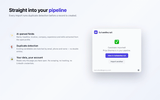 SohamRecruit — LinkedIn Import :: 1-click candidate import from LinkedIn profiles into SohamRecruit ATS