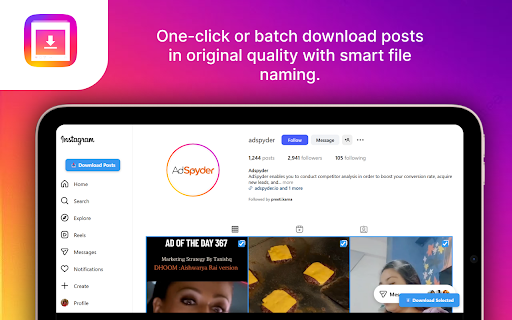 Instagram Posts Downloader :: Use this extension to Download single or multiple Instagram posts from any profile you can view.