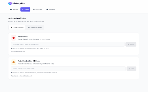 History Pro - Advanced Browsing History Manager :: Intelligent, privacy-first browser history manager with smart automation and deep insights