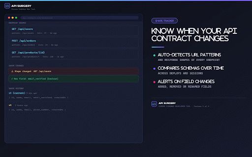 Api Surgery - API inspector & security analysis :: Inspect API traffic locally, review performance, security signals and observed API contracts.