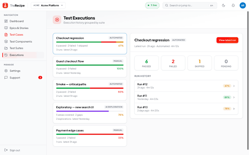 TheRecipe Recorder :: Record test steps in your real browser and send them to TheRecipe.