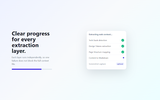 Clone :: Extract web page context into AI-ready markdown: tech stack, design tokens, structure, and readable content locally.