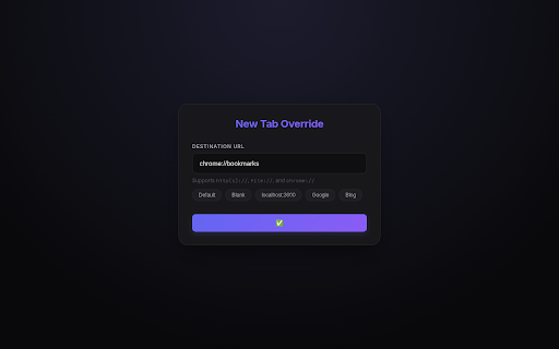 New Tab Override :: Override your new tab page to a custom URL.