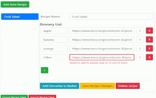 Tesco and Dunnes Auto Basket :: One button adds collections of groceries to your basket when using Tesco and Dunnes online shopping websites