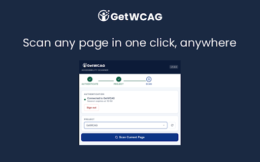 GetWCAG Accessibility Scanner :: Run instant WCAG 2.2 accessibility scans on any page. Locate failing elements and save results to your dashboard.