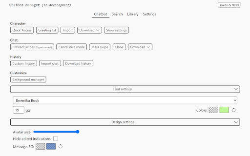 Chatbot Manager :: Chatbot toolkits, character card library, greeting generation and character search.