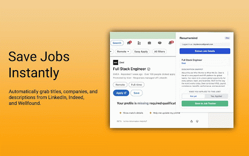 Resumemind Job Clipper :: Save jobs and tailor your resume instantly.