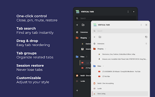 Vertical Tabs - Tab Manager :: Best vertical tabs extension. Sidebar, Vertical Tabs, Tab Manager, Tab groups