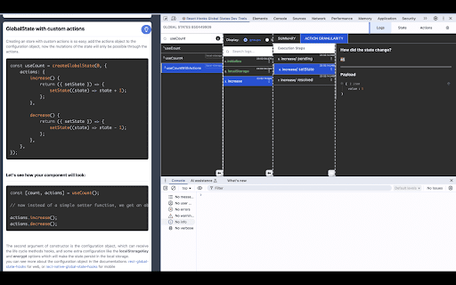 react-global-state-hooks :: React Global State Hooks - brings your application’s state, actions, and history into Chrome DevTools. Inspect live stores, trace…