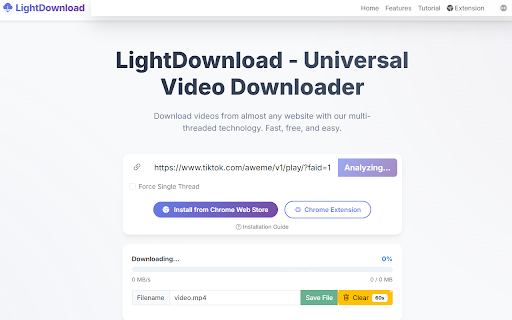 LightDownload :: A video downloader used for sniffing out and saving web videos, and downloading videos via links.