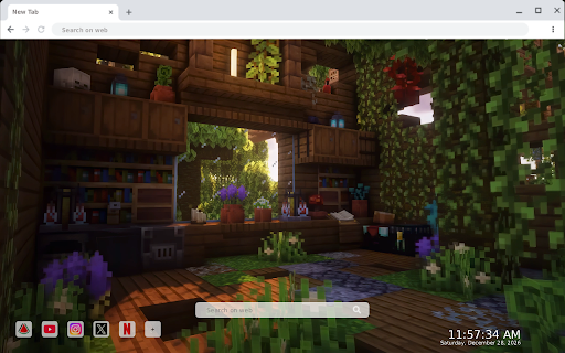 Minecraft Overgrown Cabin Live Wallpaper :: Transform your new tab with stunning live HD Minecraft Overgrown Cabin wallpapers for an immersive gaming experience.